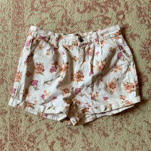 Denim Floral Pink and White Shorts American Eagle